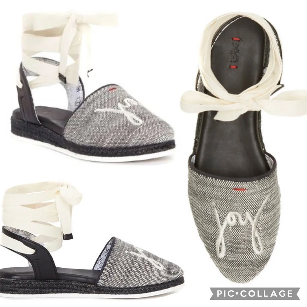 ED by Ellen DeGeneres Lourana‎ Ankle Wrap Black and White Espadrilles Size 7M